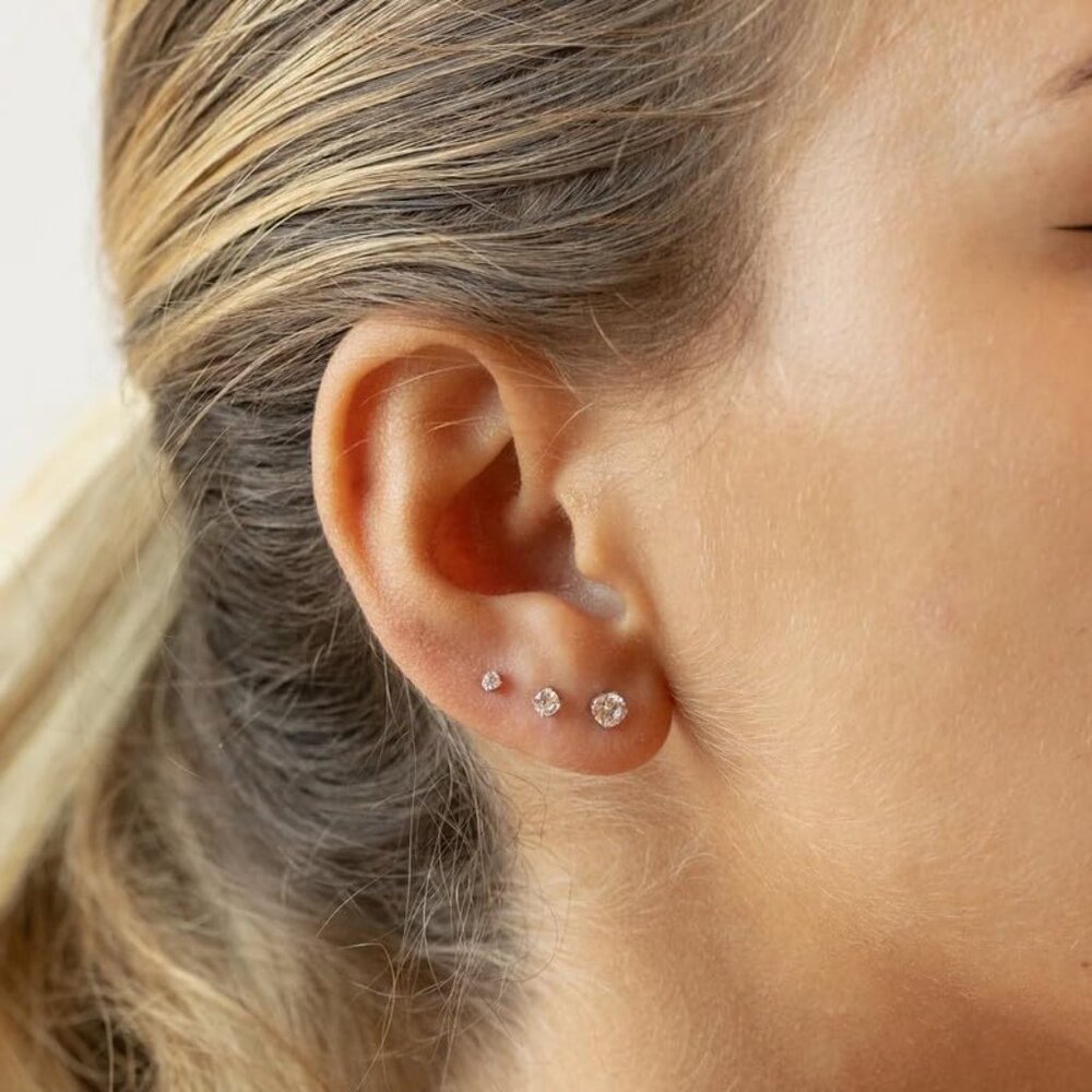 Titanium Earrings Push-In Threadless Flat Back St… - image 7